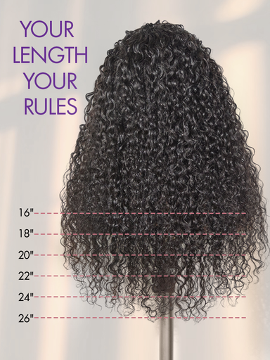 Halo Hair Style Too Easy Texture 3-In-1 Half Wig 180% Density Water Wave Glueless Flexi-Fit Drawstring Wig