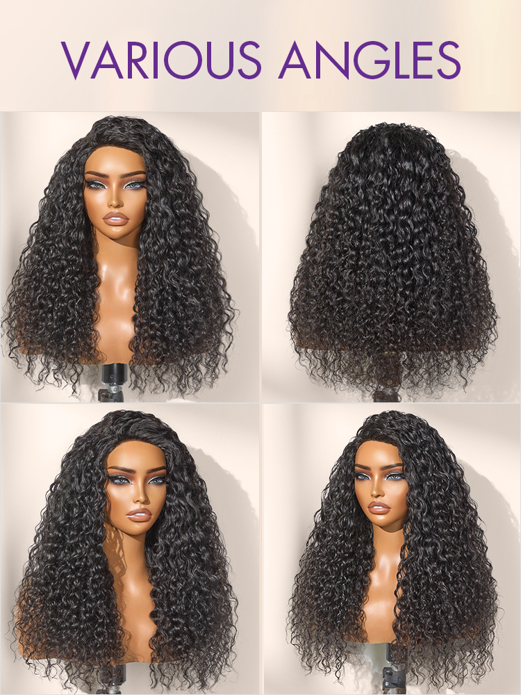 Halo Hair Style Too Easy Texture 3-In-1 Half Wig 180% Density Water Wave Glueless Flexi-Fit Drawstring Wig