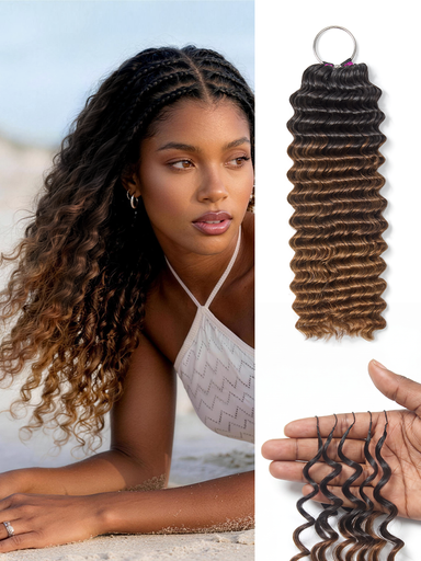 Melted Hair Brown Highlights Deep Wave Crochet / Bulk Hair