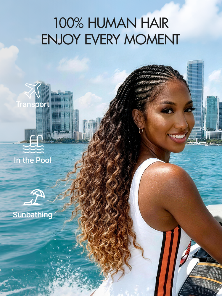 Readitress Pre-Separated Feather Crochet Human Hair for Miracle Knots Boho Braids | Ombre Brown Deep Wave Protective Style (Free Gifts Included)