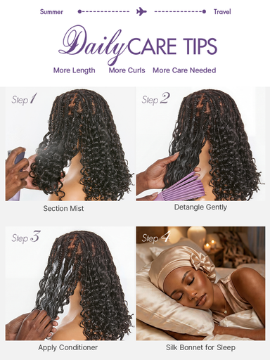 Readitress Pre-Separated Feather Crochet Human Hair for Miracle Knots Boho Braids | Ombre Brown Deep Wave Protective Style (Free Gifts Included)