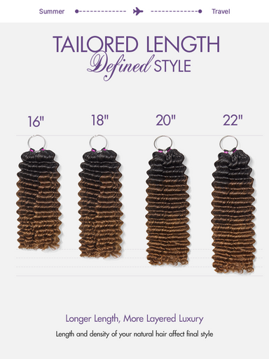 Readitress Pre-Separated Feather Crochet Human Hair for Miracle Knots Boho Braids | Ombre Brown Deep Wave Protective Style (Free Gifts Included)
