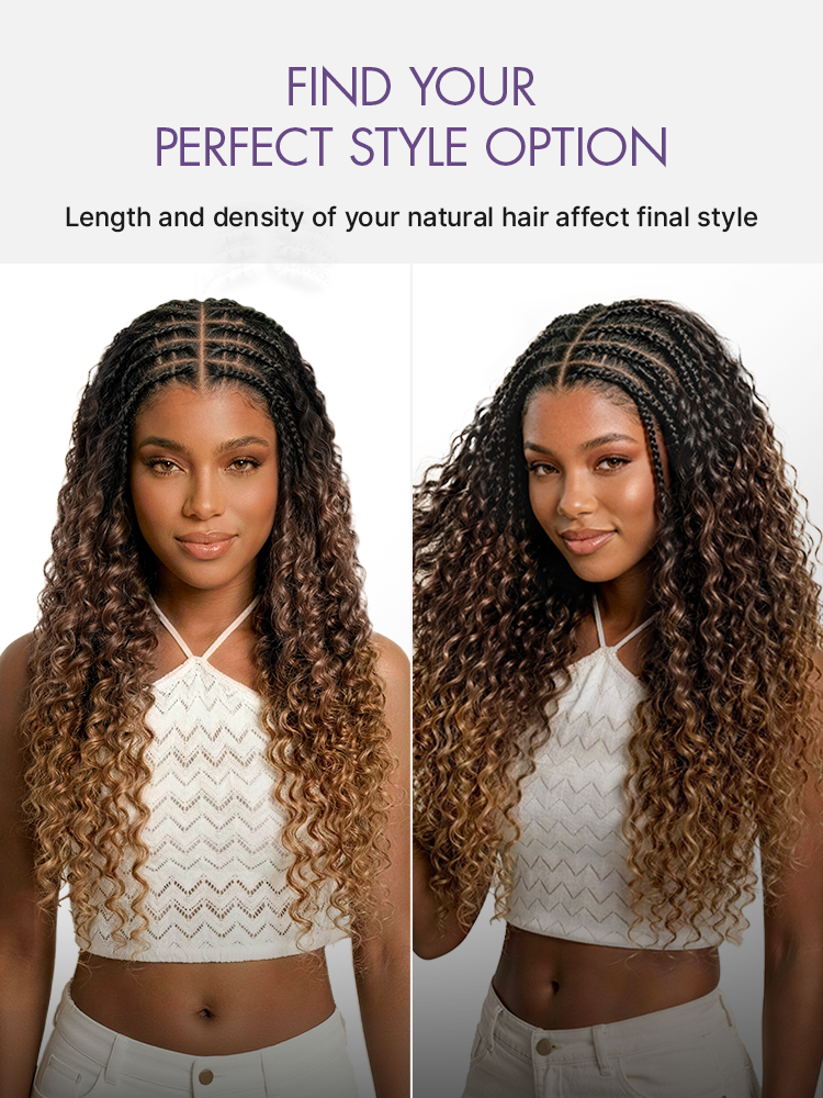 Readitress Pre-Separated Feather Crochet Human Hair for Miracle Knots Boho Braids | Ombre Brown Deep Wave Protective Style (Free Gifts Included)