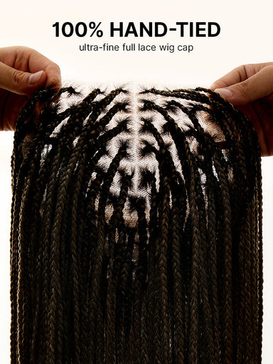 OwnScalp 613 Blonde Lightweight Salon-Like Braids with a Real Scalp Look Full HD Lace Knotless Box Braided Wig Drawstring Cap - US Only