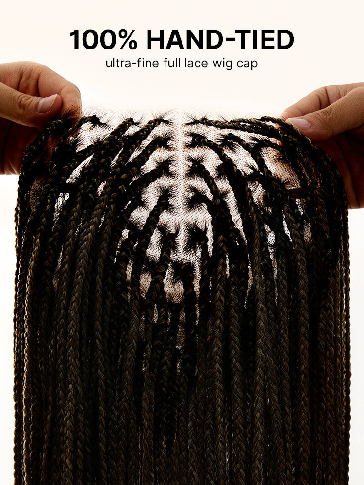 OwnScalp 613 Blonde Lightweight Salon-Like Braids with a Real Scalp Look Full HD Lace Knotless Box Braided Wig Drawstring Cap - US Only