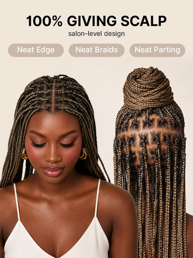OwnScalp 613 Blonde Lightweight Salon-Like Braids with a Real Scalp Look Full HD Lace Knotless Box Braided Wig Drawstring Cap - US Only