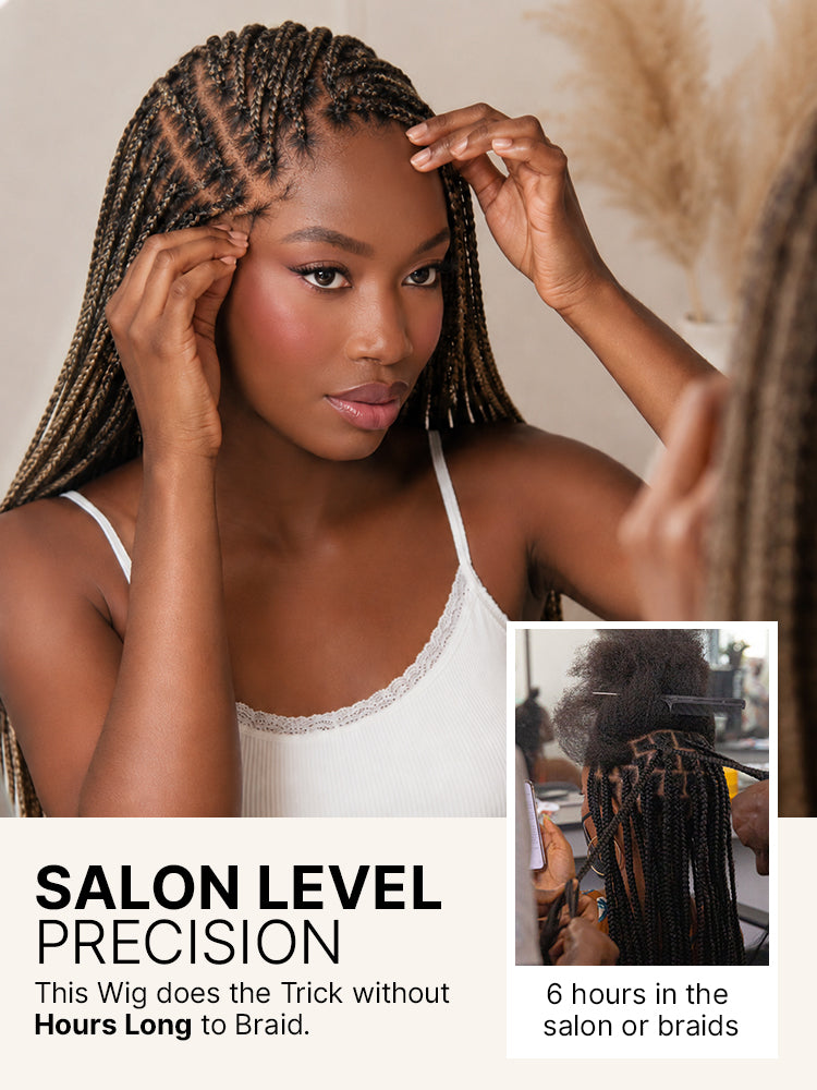 OwnScalp 613 Blonde Lightweight Salon-Like Braids with a Real Scalp Look Full HD Lace Knotless Box Braided Wig Drawstring Cap - US Only
