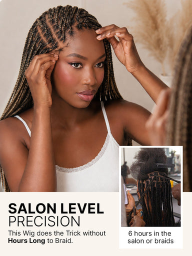 OwnScalp 613 Blonde Lightweight Salon-Like Braids with a Real Scalp Look Full HD Lace Knotless Box Braided Wig Drawstring Cap - US Only