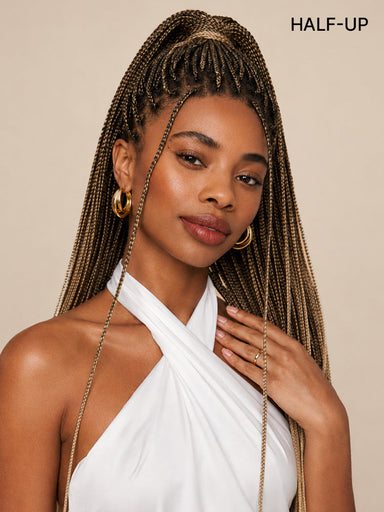 OwnScalp 613 Blonde Lightweight Salon-Like Braids with a Real Scalp Look Full HD Lace Knotless Box Braided Wig Drawstring Cap - US Only