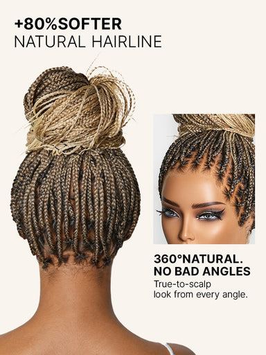OwnScalp 613 Blonde Lightweight Salon-Like Braids with a Real Scalp Look Full HD Lace Knotless Box Braided Wig Drawstring Cap - US Only