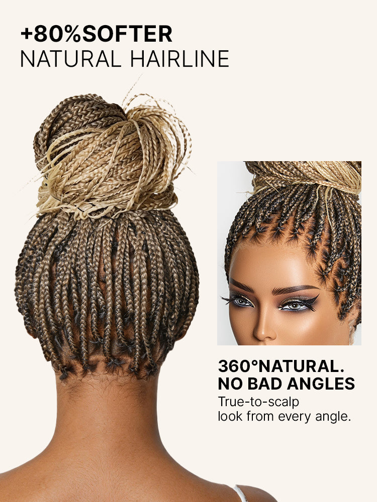 OwnScalp 613 Blonde Lightweight Salon-Like Braids with a Real Scalp Look Full HD Lace Knotless Box Braided Wig Drawstring Cap - US Only