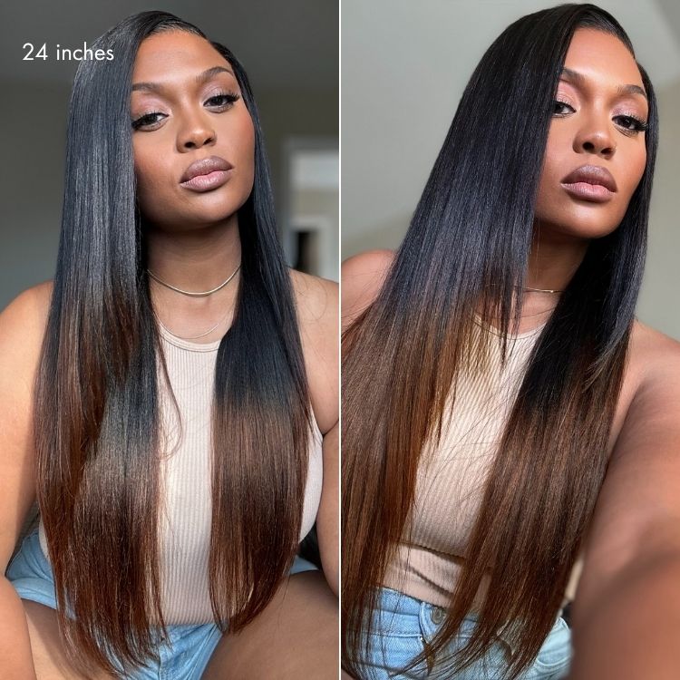 New Customers Only | Halo Hair Style All-Day Comfort Wig Layered Light Yaki Straight Glueless 7x6 Closure HD Lace Human Hair Wig Pre-Cut Lace