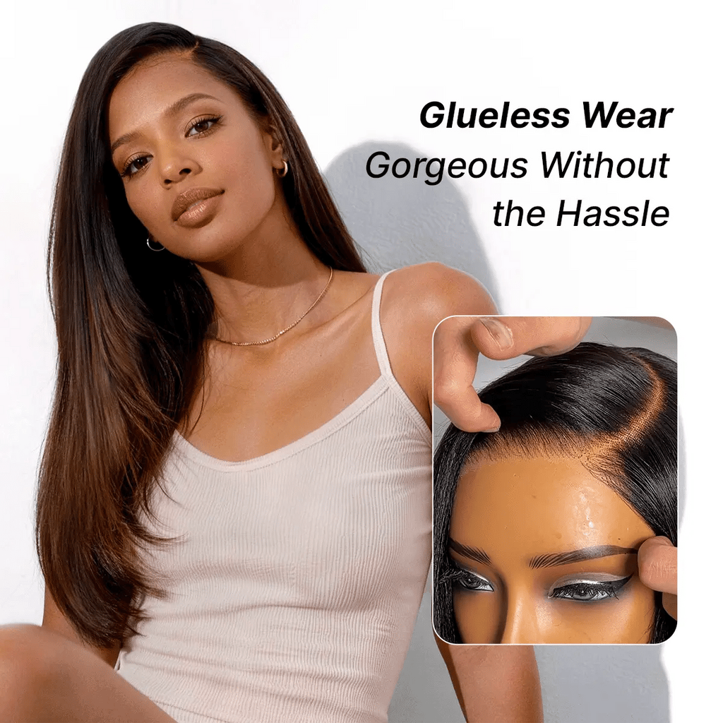 New Customers Only | Halo Hair Style All-Day Comfort Wig Layered Light Yaki Straight Glueless 7x6 Closure HD Lace Human Hair Wig Pre-Cut Lace