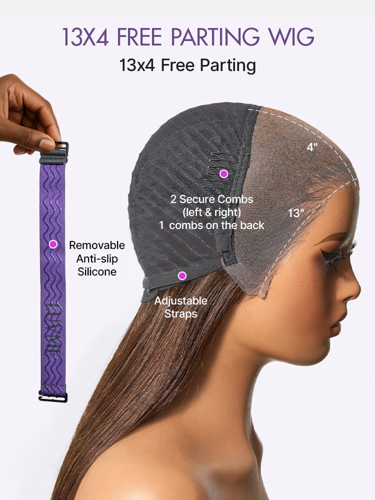 Rich Chocolate Brown Silky Straight 180% Density Glueless 13x4 Lace Frontal Wig Pre-Cut Lace