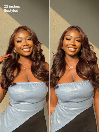 Rich Chocolate Brown Silky Straight 180% Density Glueless 13x4 Lace Frontal Wig Pre-Cut Lace
