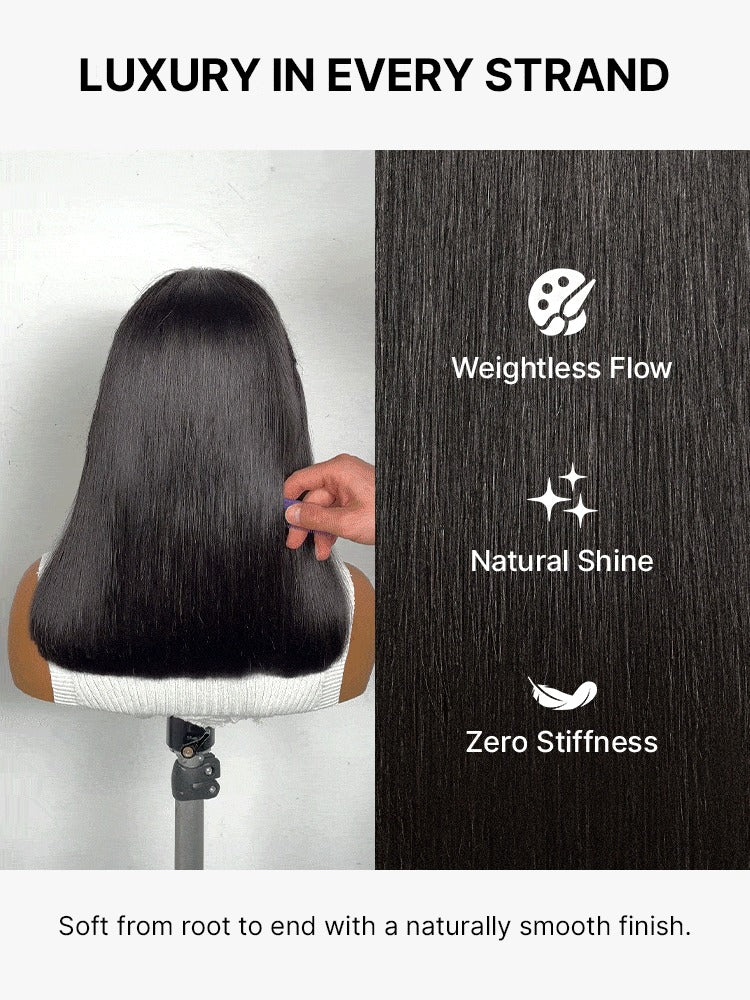 Side-Parted Fulani Braids Straight 13x4 Frontal Lace Bob Wig Pre-cut Lace-13