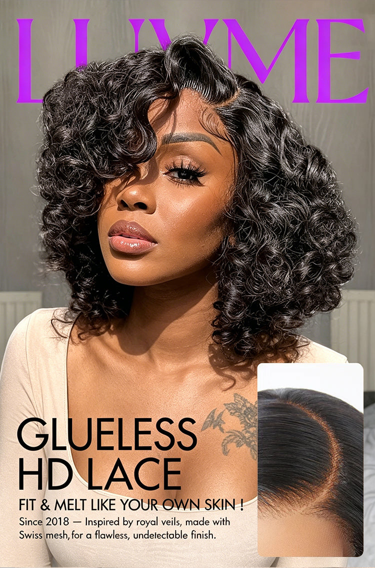 Melted Hair Mature Bouncy Curl Left C Part Glueless Minimalist HD Lace Wig Pre-Cut Lace-45