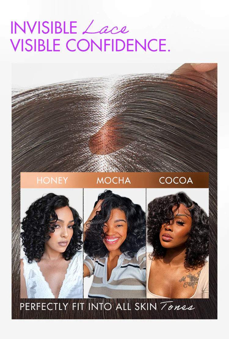 Melted Hair Mature Bouncy Curl Left C Part Glueless Minimalist HD Lace Wig Pre-Cut Lace-46