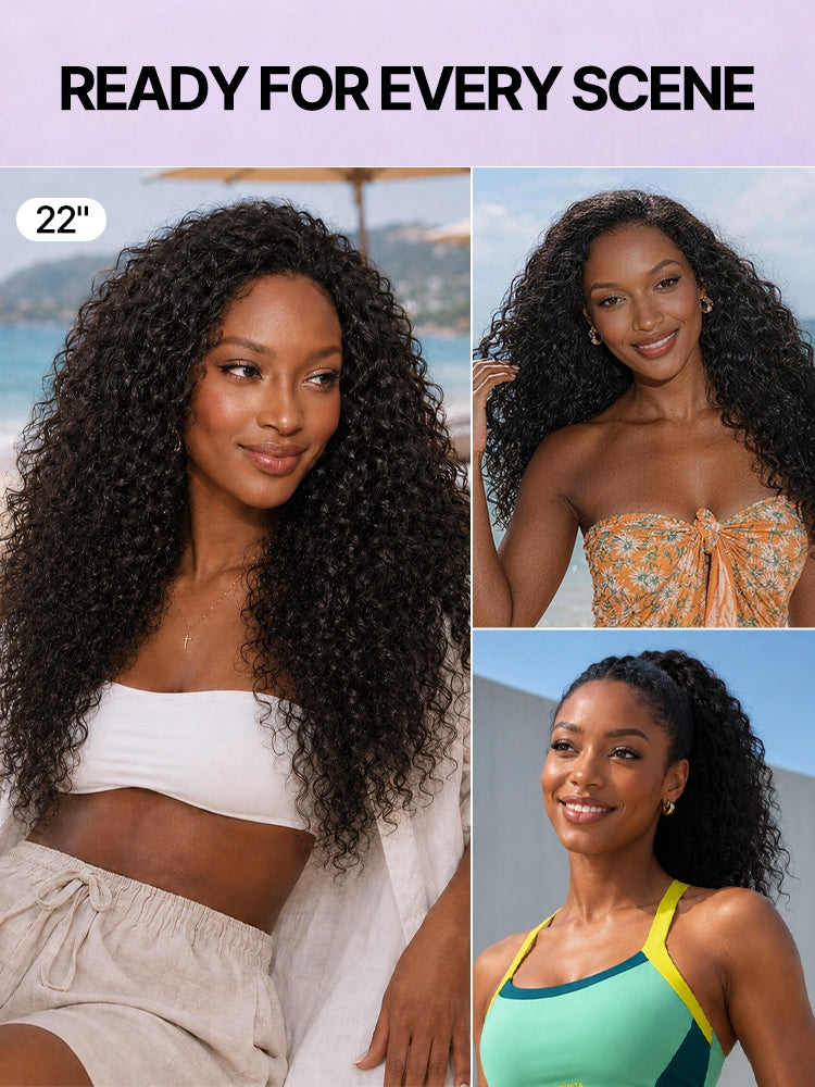 Melted Hair Too Easy Texture™ 3-In-1 Half Wig 180% Density Water Wave Glueless Flexi-Fit Drawstring Wig