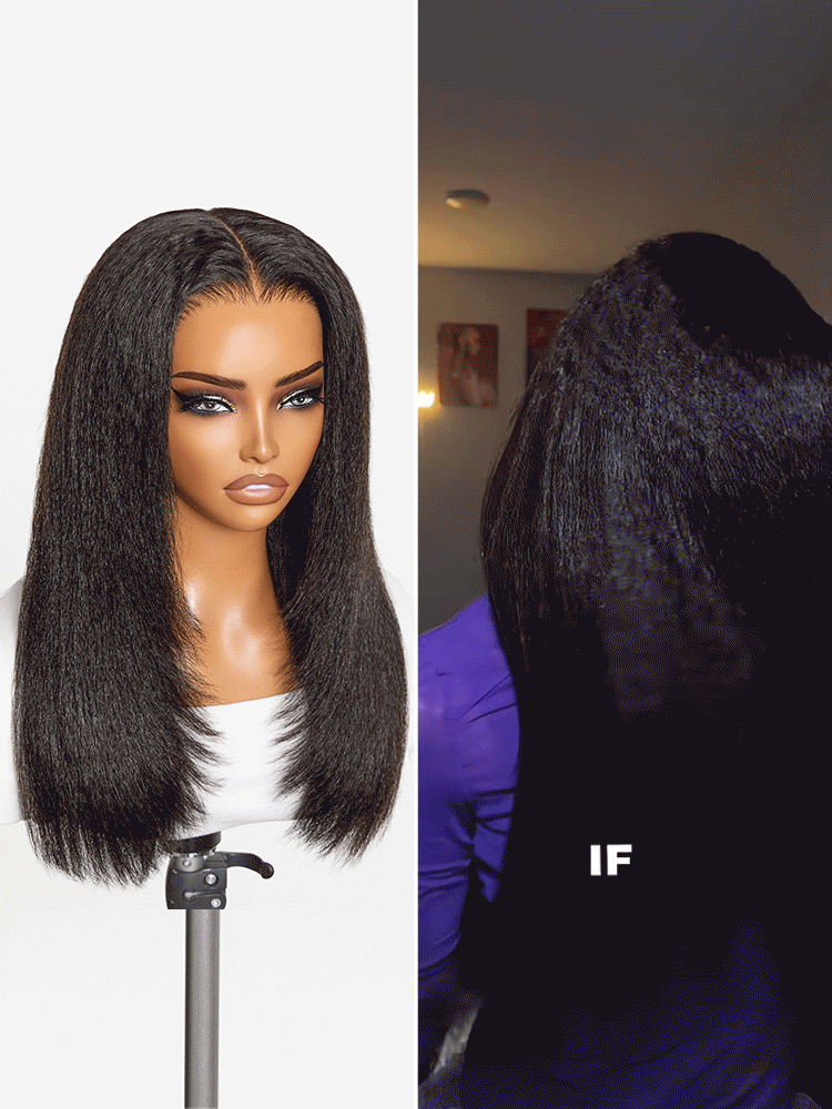 New Customers Only | 180% Density Light Kinky Straight Butterfly Cut Layered Glueless 7x6 Closure HD Lace Wig Pre-Cut Lace