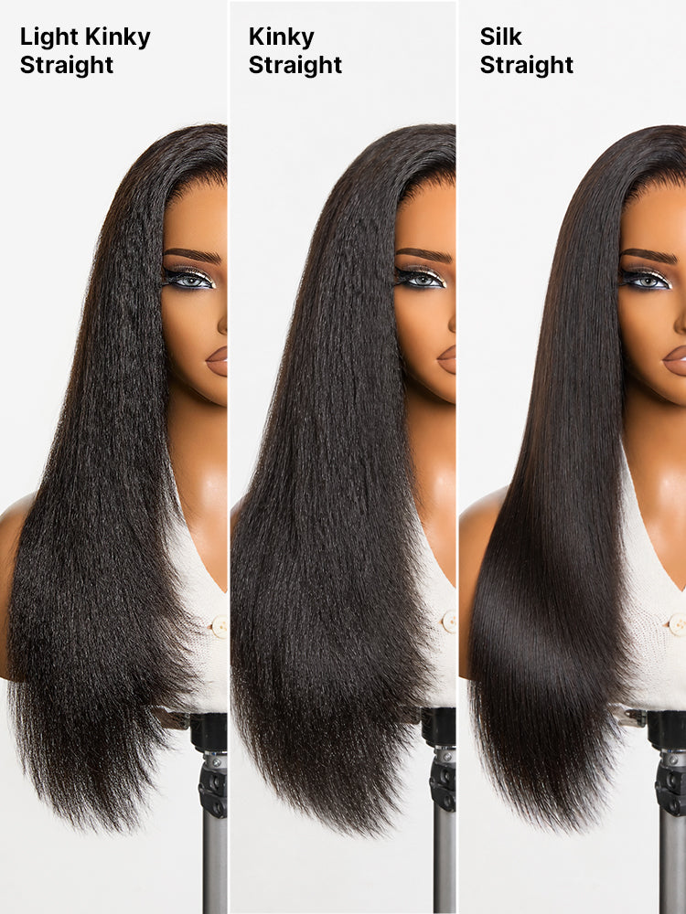 New Customers Only | 180% Density Light Kinky Straight Butterfly Cut Layered Glueless 7x6 Closure HD Lace Wig Pre-Cut Lace
