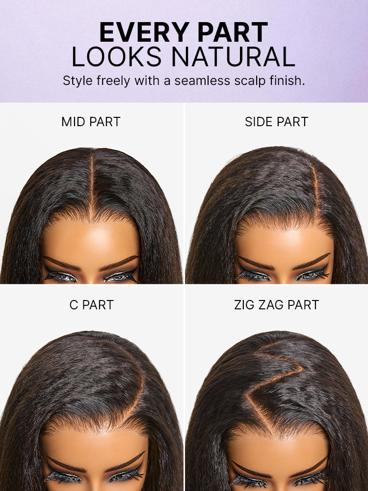New Customers Only | 180% Density Light Kinky Straight Butterfly Cut Layered Glueless 7x6 Closure HD Lace Wig Pre-Cut Lace