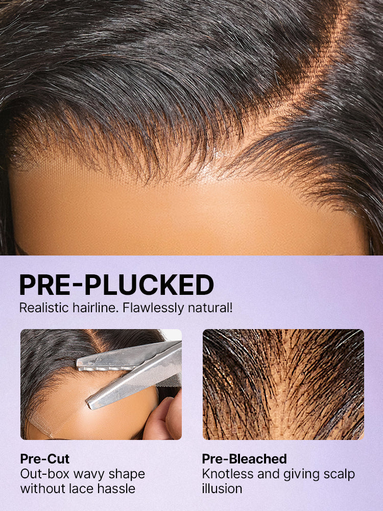 New Customers Only | 180% Density Light Kinky Straight Butterfly Cut Layered Glueless 7x6 Closure HD Lace Wig Pre-Cut Lace
