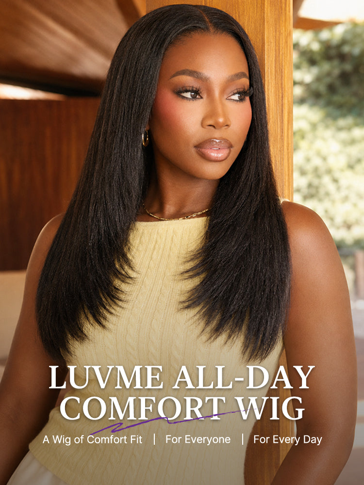 New Customers Only | 180% Density Light  Kinky Straight Butterfly Cut Layered  Glueless 7x6 Closure HD Lace Wig Pre-Cut Lace-16