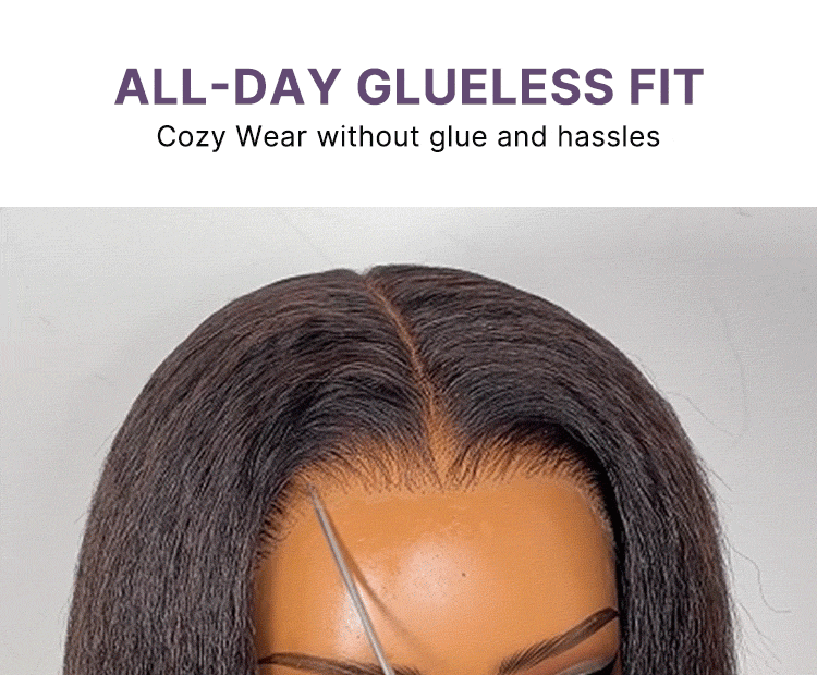180% Density Light Kinky Straight Butterfly Cut Layered / Kinky Body Wave Glueless 7x6 Closure HD Lace Wig Pre-Cut Lace-37