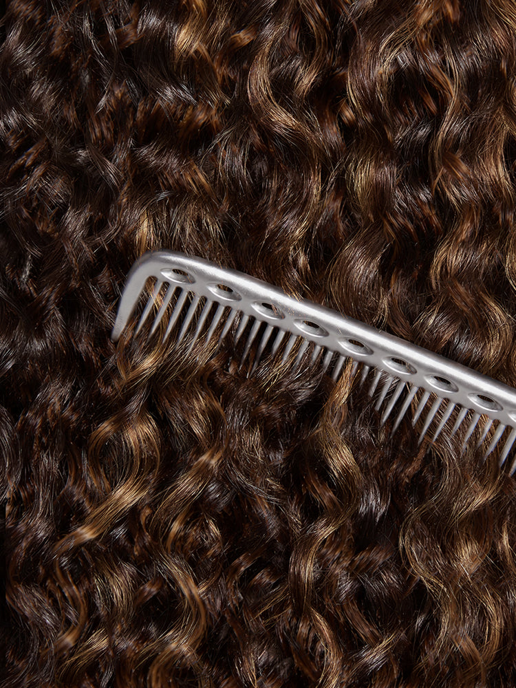 Melted Hair All-Day Comfort™ Wig PartingMax Brown Highlights Funmi Curly 7x6 Closure HD Lace Glueless Wig Pre Cut Lace