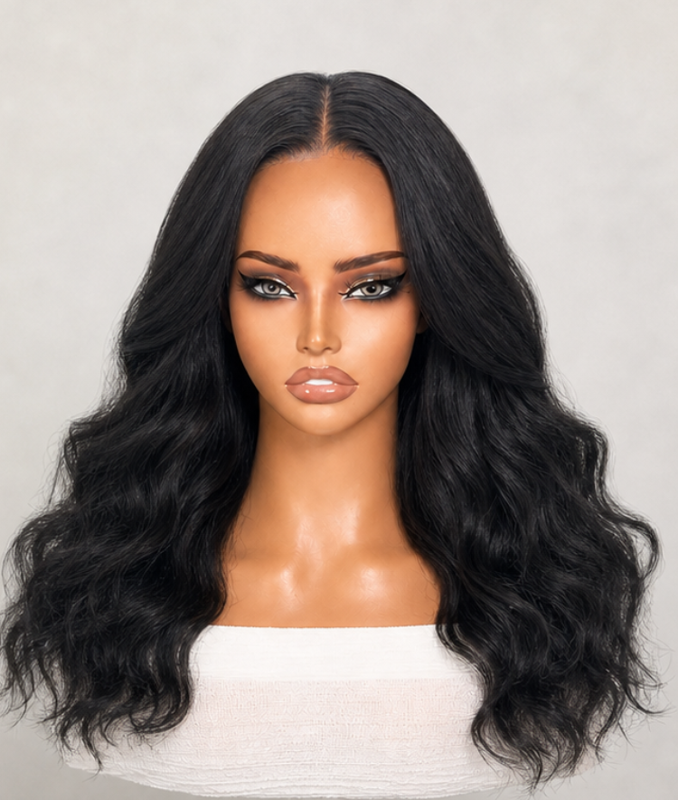 Melted Hair Natural Black Glueless 7x6 Closure HD Lace Yaki Blow Out Body Wave Long Wig Pre-Cut Lace