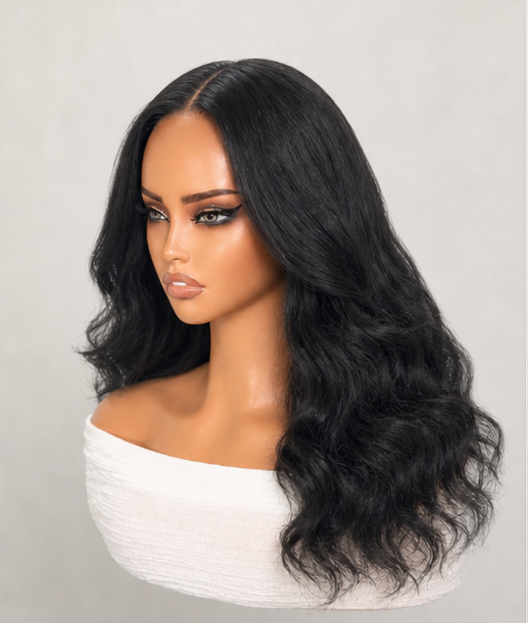 Melted Hair Natural Black Glueless 7x6 Closure HD Lace Yaki Blow Out Body Wave Long Wig Pre-Cut Lace