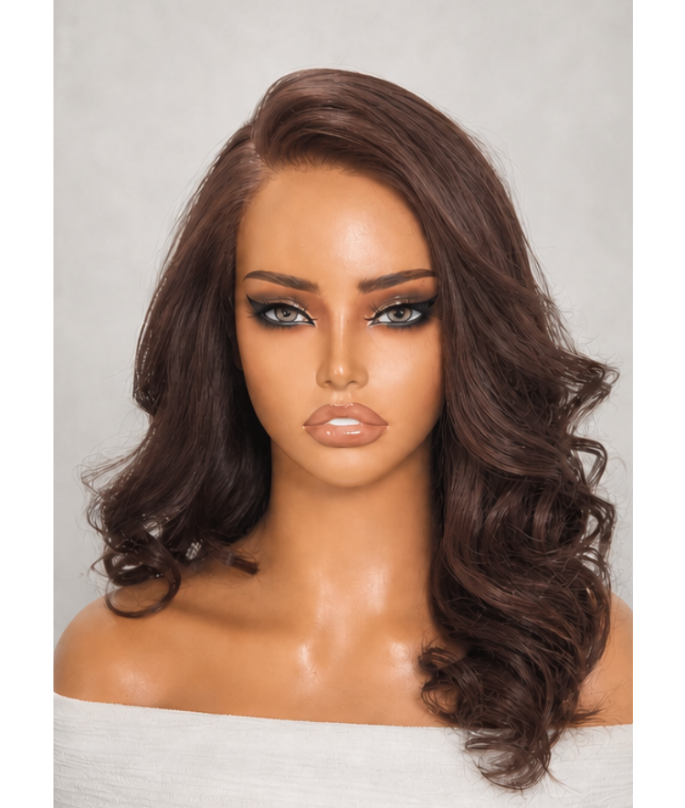 Melted Hair All Day Curls Hold 7x6 Closure HD Lace Solid Dark Chocolate Brown Loose Body Wave Glueless Long Wig Pre-Cut Lace