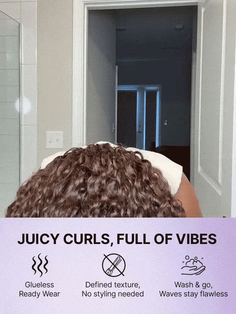Melted Hair All-Day Comfort™ Wig PartingMax Brown Highlights Funmi Curly 7x6 Closure HD Lace Glueless Wig Pre Cut Lace