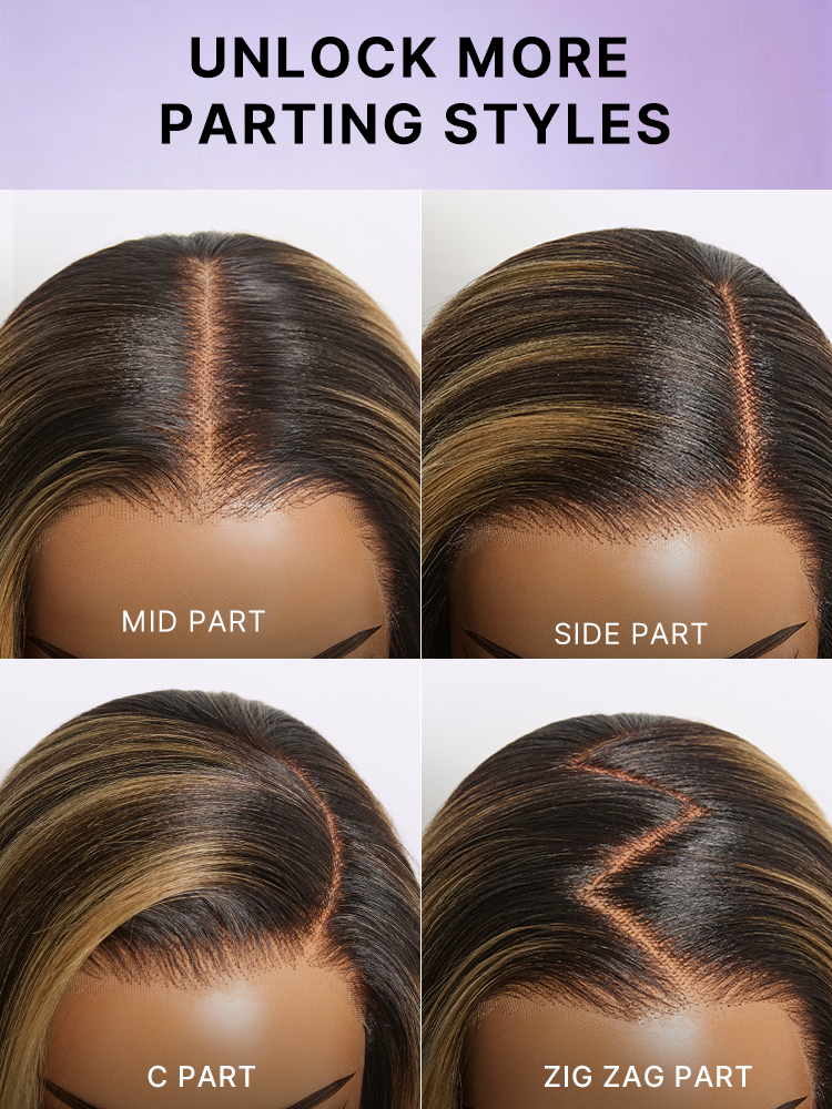 Melted Hair All-Day Comfort Wig 180% Density Blonde Highlight Butterfly Cut Layered Light Yaki Straight Glueless 7x6 Closure HD Lace Wig Pre-Cut Lace