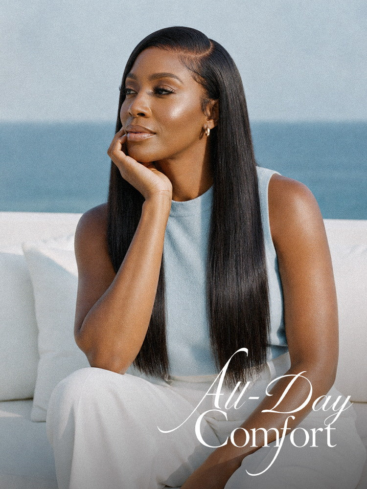 US Only | Melted Hair All-Day Comfort™ Wig 180% / 250% Density Bone Straight with Baby Hair PartingMax Glueless 7x6 Closure HD Lace Wig Pre-Cut Lace