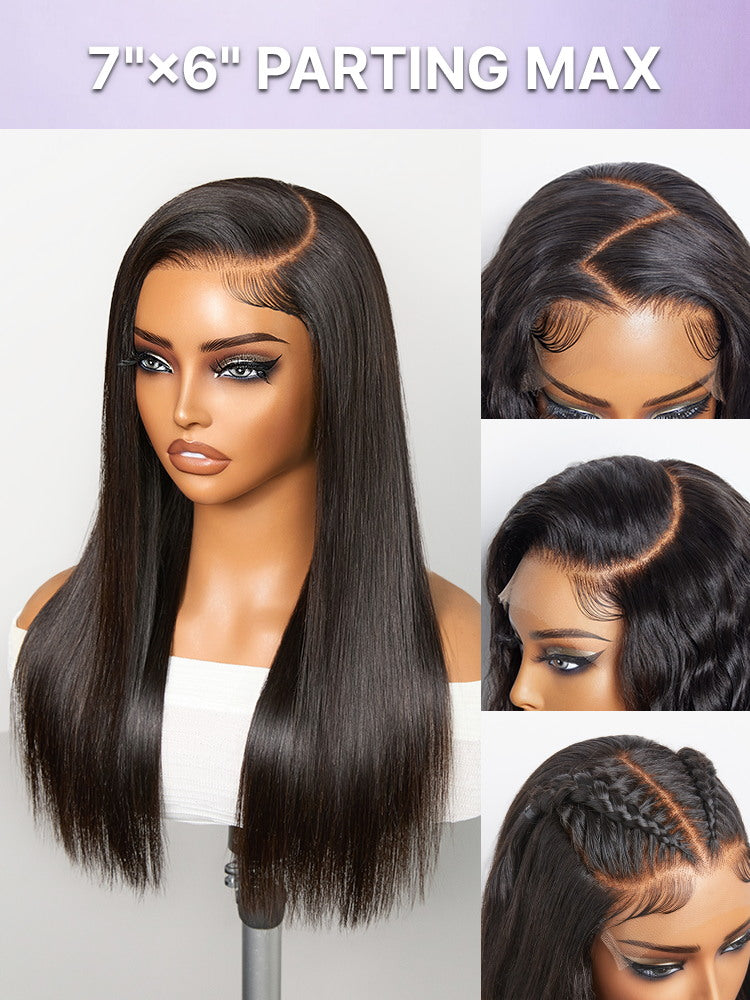 US Only | Melted Hair All-Day Comfort™ Wig 180% / 250% Density Bone Straight with Baby Hair PartingMax Glueless 7x6 Closure HD Lace Wig Pre-Cut Lace