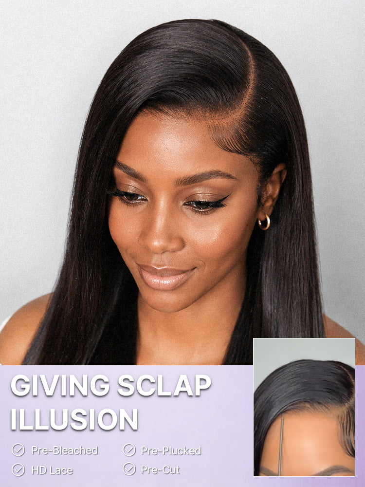 US Only | Melted Hair All-Day Comfort™ Wig 180% / 250% Density Bone Straight with Baby Hair PartingMax Glueless 7x6 Closure HD Lace Wig Pre-Cut Lace
