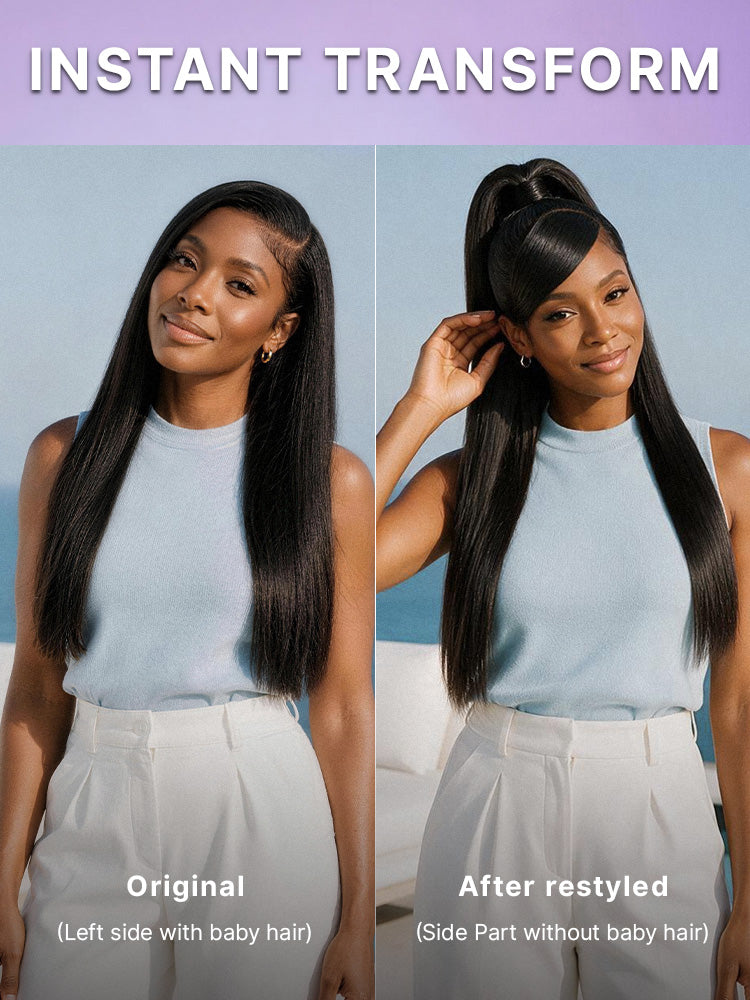 US Only | Melted Hair All-Day Comfort™ Wig 180% / 250% Density Bone Straight with Baby Hair PartingMax Glueless 7x6 Closure HD Lace Wig Pre-Cut Lace