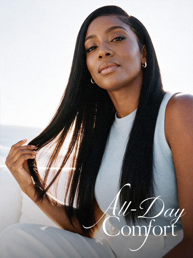 US Only | Melted Hair All-Day Comfort™ Wig 180% / 250% Density Bone Straight with Baby Hair PartingMax Glueless 7x6 Closure HD Lace Wig Pre-Cut Lace