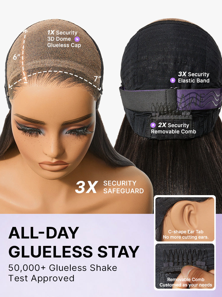 US Only | Melted Hair All-Day Comfort™ Wig 180% / 250% Density Bone Straight with Baby Hair PartingMax Glueless 7x6 Closure HD Lace Wig Pre-Cut Lace