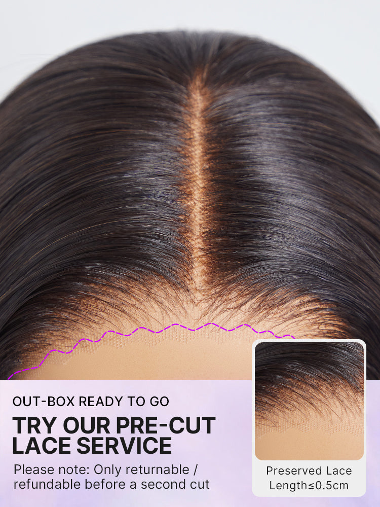 All Day Comfort Cap Silky Straight Middle Part Glueless 5x5 Closure Lace Long Wig Pre-Cut Lace