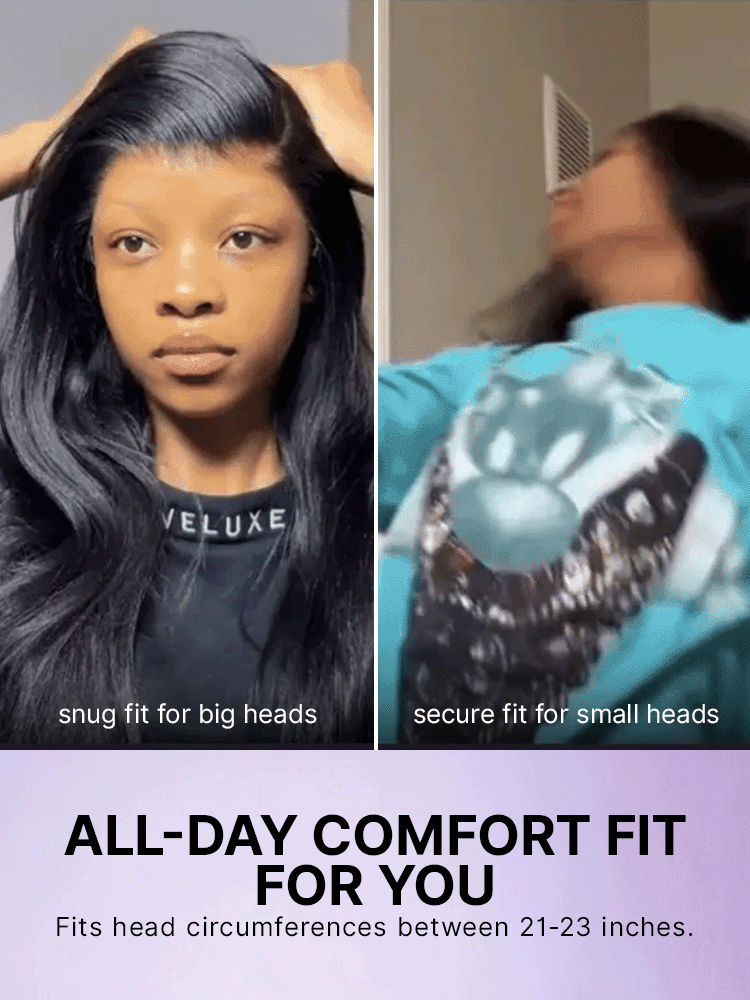 All Day Comfort Cap Silky Straight Middle Part Glueless 5x5 Closure Lace Long Wig Pre-Cut Lace