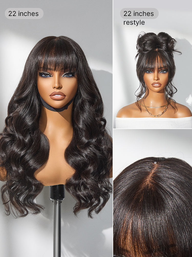 Melted Hair All-Day Comfort™ Wig 180% Density Loose Body Wave Glueless 7x6 Closure HD Lace Human Hair Wig with Bangs Pre-Cut Lace