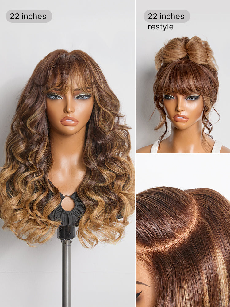 Melted Hair All-Day Comfort™ Wig 180% Density Loose Body Wave Glueless 7x6 Closure HD Lace Human Hair Wig with Bangs Pre-Cut Lace