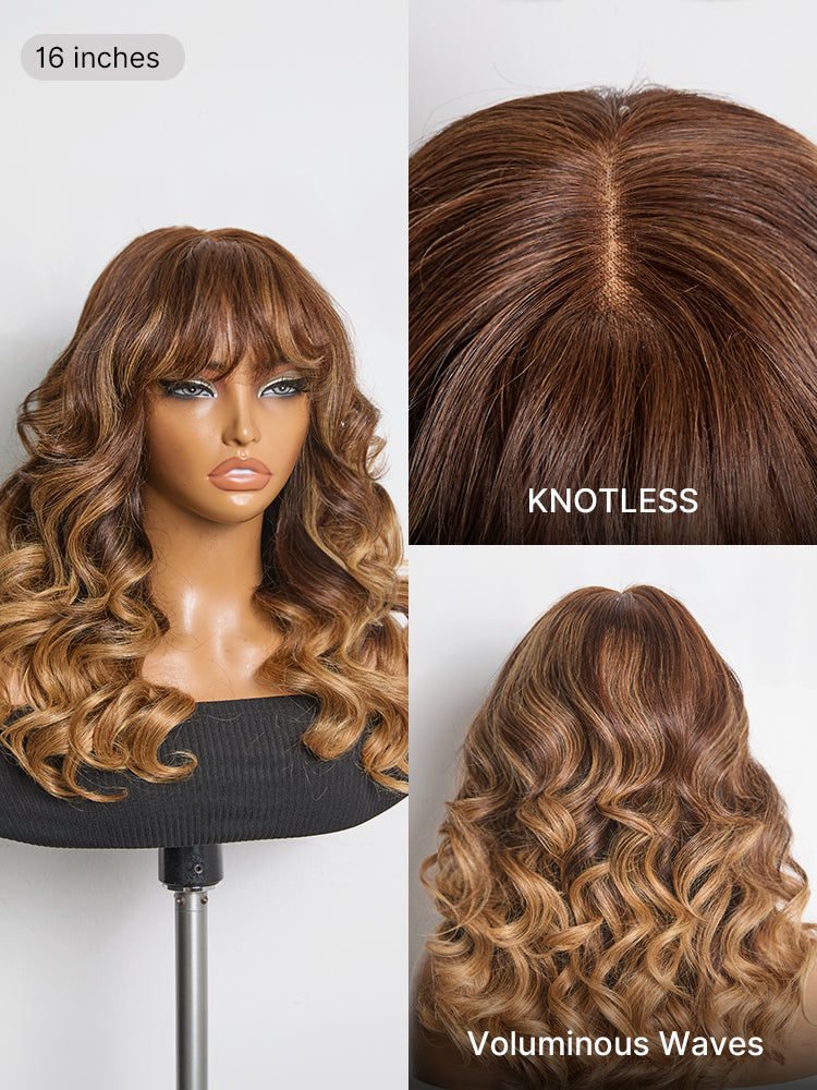 Melted Hair All-Day Comfort™ Wig 180% Density Loose Body Wave Glueless 7x6 Closure HD Lace Human Hair Wig with Bangs Pre-Cut Lace