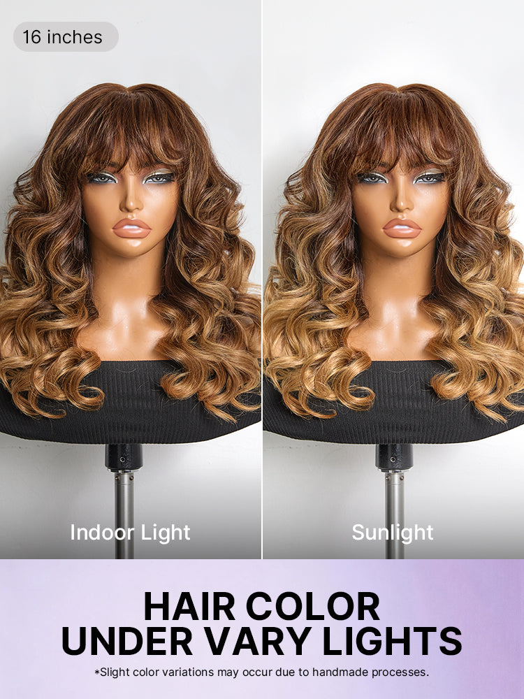 Melted Hair All-Day Comfort™ Wig 180% Density Loose Body Wave Glueless 7x6 Closure HD Lace Human Hair Wig with Bangs Pre-Cut Lace