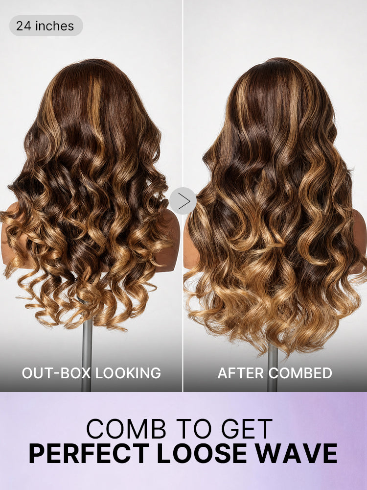 Melted Hair All-Day Comfort™ Wig 180% Density Loose Body Wave Glueless 7x6 Closure HD Lace Human Hair Wig with Bangs Pre-Cut Lace