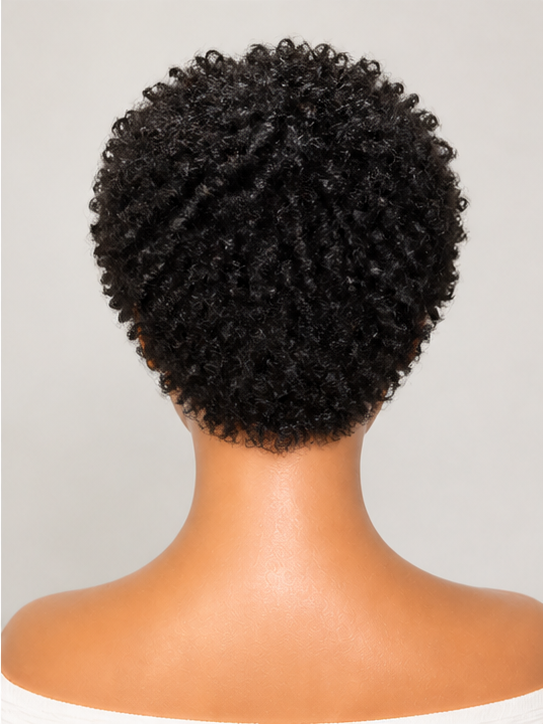 30-Second Throw On & Go Pixie Cut Wig with Bangs Tight Kinky Curly Natural Black No Lace No Glue Itchy-Free Beginner Friendly