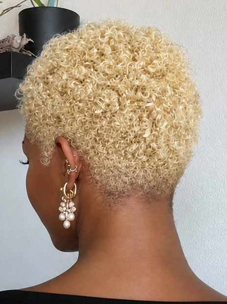 Ultra-Short Tight Afro Kinky Curly Blonde Pixie Cut Full Lace Human Hair Wig